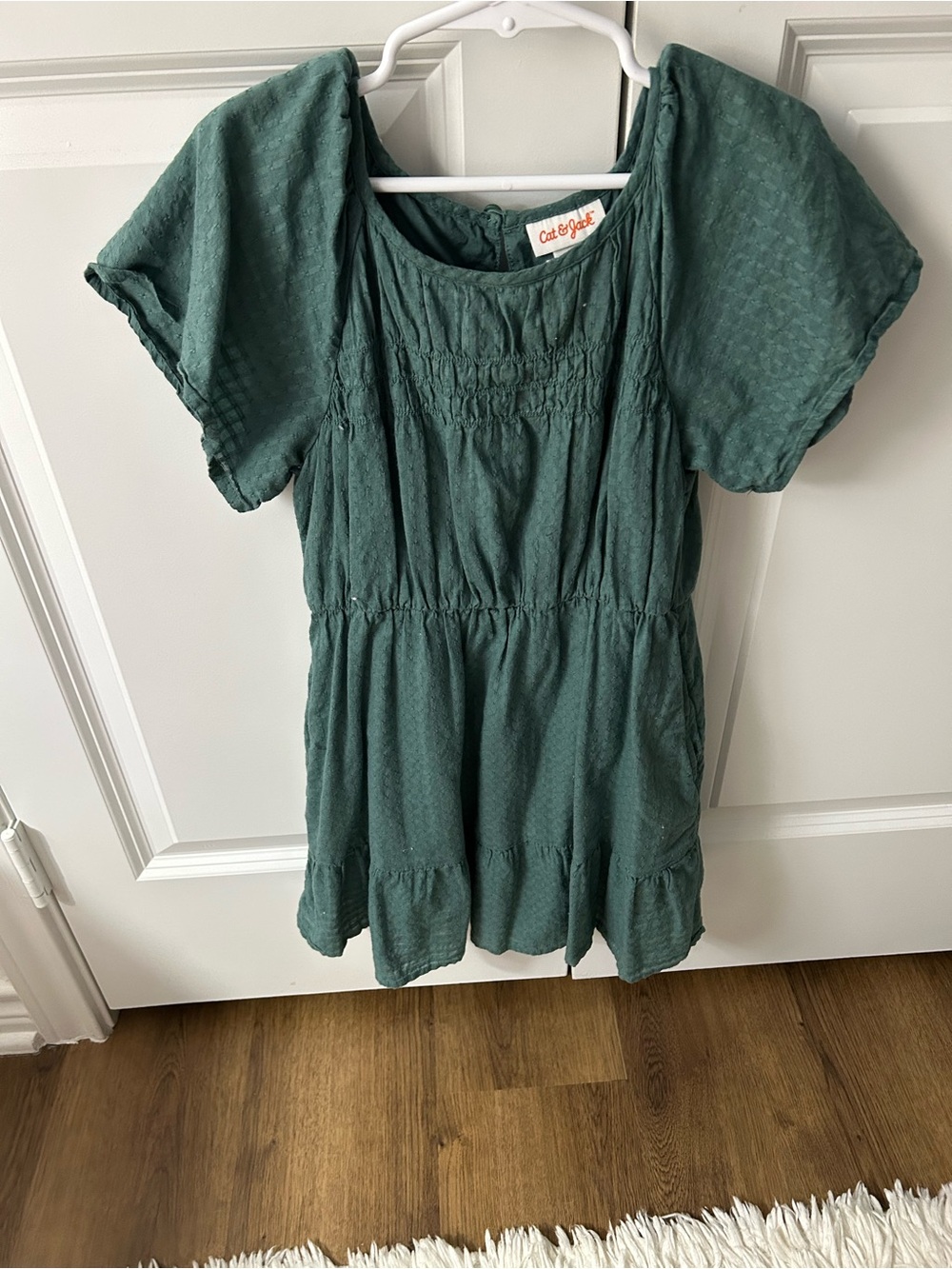 Cat & Jack Green Puff Sleeve Tiered Dress